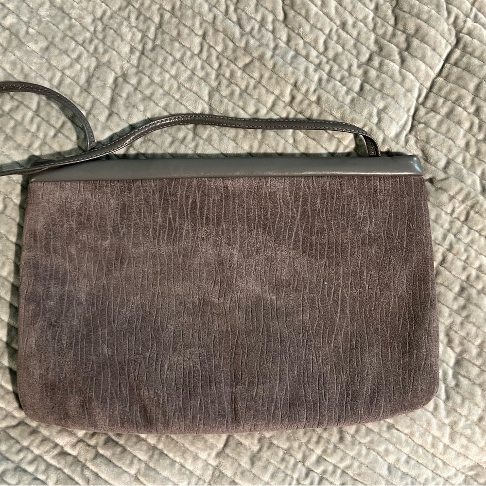 Mardane USA vintage suede grey purse. Clutch or shoulder bag. Smoke free. Lovely
